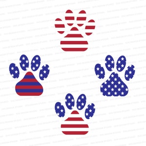 Patriotic Paw Prints SVG, 4th of July, Cricut, Silhouette (Digital Download)