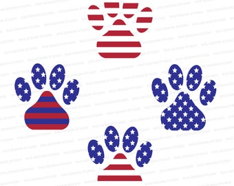 Patriotic Paw Prints SVG, 4th of July, Cricut, Silhouette (Digital Download)