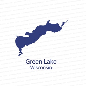 Green Lake Silhouette SVG, Archivo de corte de diseño de lago Wisconsin, Archivos Svg para Cricut, Archivos de silueta