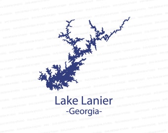 Lake Lanier Silhouette SVG | Lanier Lake Georgia Design Cutter File | Svg Files for Cricut | Silhouette Files