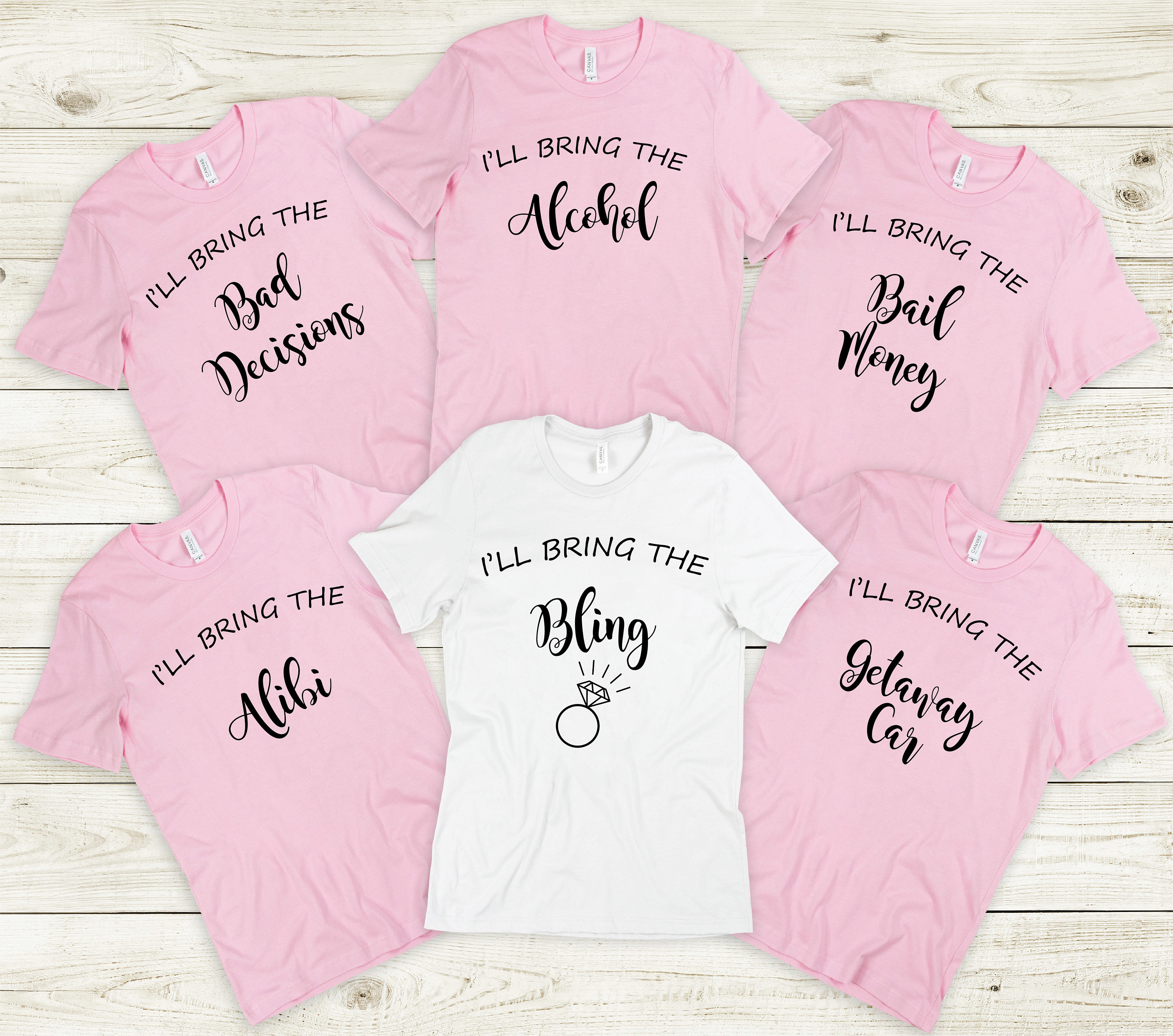 Various bachelorette party shirt designs