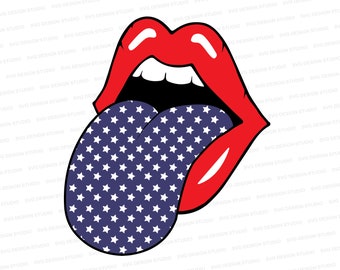 Labios deliciosos con la lengua de las estrellas, Labios rojos svg, Rock Band camiseta svg, Onesie svg, Svg decorativo, sudadera con capucha svg, Cortar archivo Cricut, Silueta