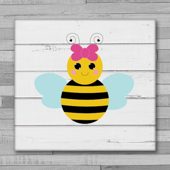 Girl Bee Svg, Girl Bumble Bee Svg, Sweet Girl Bee Svg, Dxf, Eps, Cute Kawaii Bee Clipart, Cricut, Silhouette, Cut Files