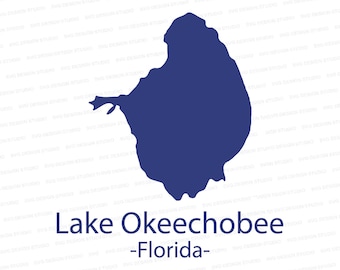 Lake Okeechobee Silhouette SVG | Okeechobee Lake Florida Design Cutter File | Svg Files for Cricut | Silhouette Files