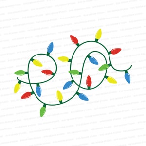 クリスマス ライト SVG | クリスマス ライトのストリング SVG | 絡まったクリスマス ライトのカット ファイル | Cricut のカット ファイル | シルエット