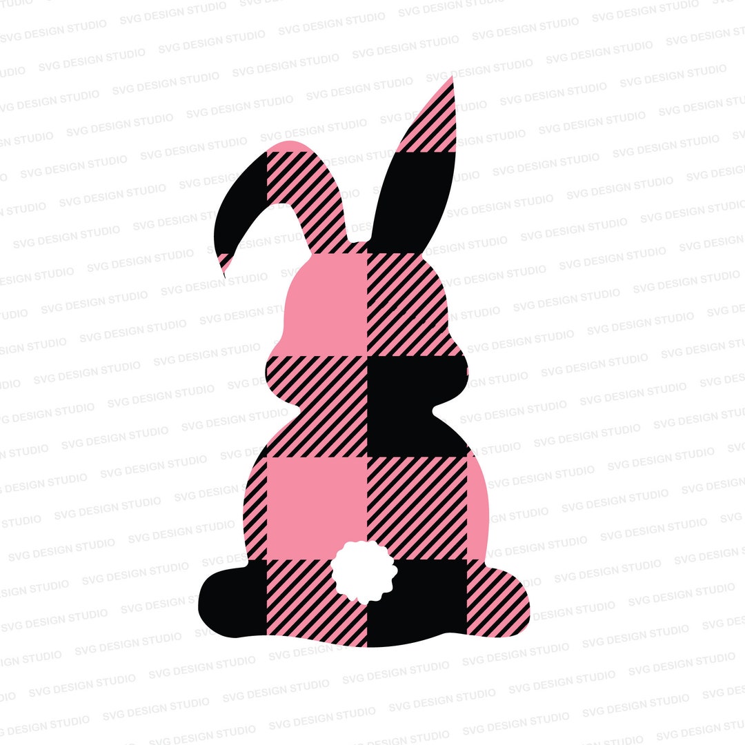 Pink Buffalo Plaid Bunny Svg, Bunny Svg, Easter Rabbit Svg, Easter ...