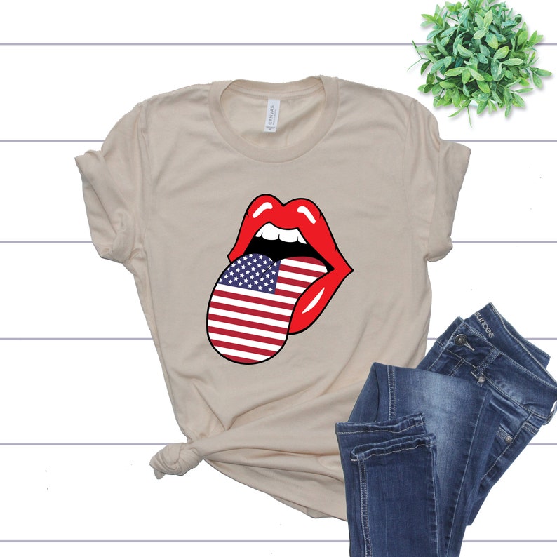 Download Luscious Lips With Flag Tongue Red Lips svg Rock Band | Etsy