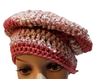 White and Pink Winter Hat, 100% crocheted, gift set for women, Winter fashion