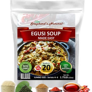 Egusi Soup Made Easy, full 1.75LB kit, JUMBO size, Serves 4-6, Ready in 20mins by HATF'S Shepherd's Natural