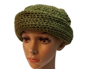Green Winter Hat, 100% crocheted, gift set for women, Winter fashion