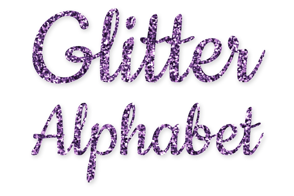 Purple Glitter Alphabet Clip Arts Glitter Letters Cliparts Etsy