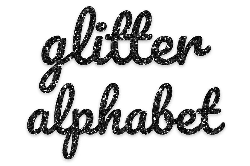 Black Glitter Alphabet Clip arts Glitter Letters Cliparts Etsy