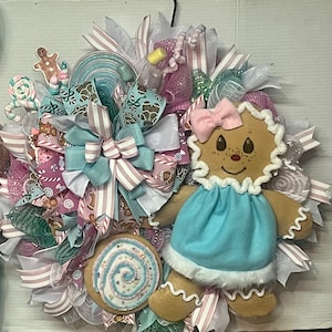 Gingerbread  wreath, candy themed Christmas wreath