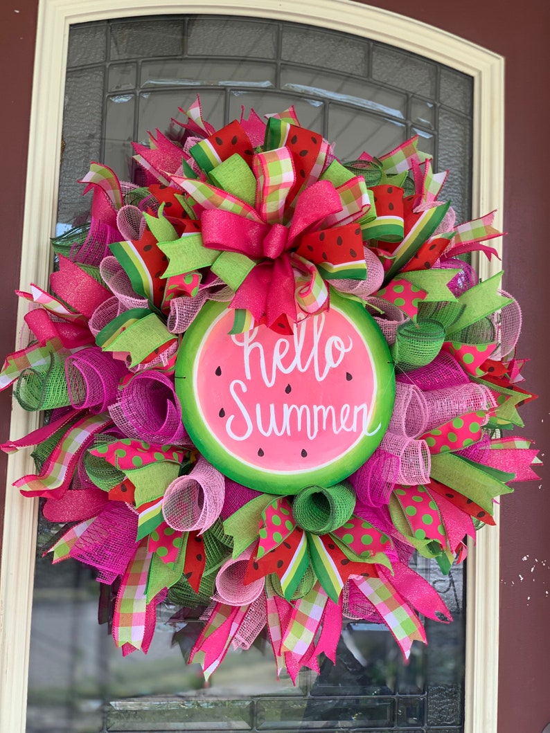 Watermelon wreath, summer wreath, watermelon door hanger image 5