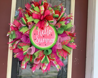 Watermelon wreath, summer wreath, watermelon door hanger