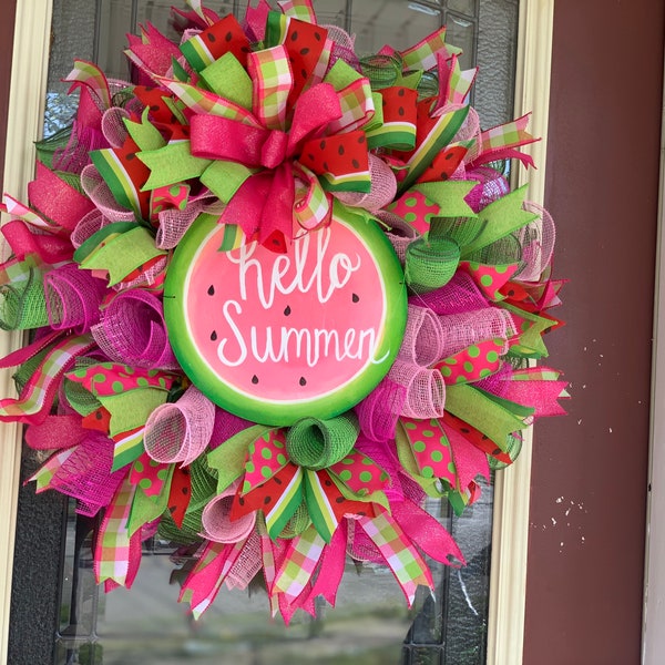 Watermelon wreath, summer wreath, watermelon door hanger