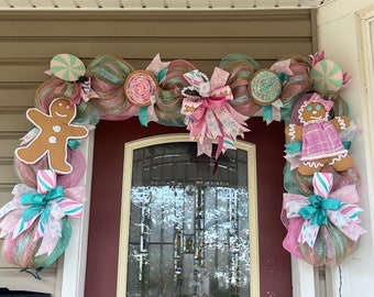 Gingerbread garland/ prelit candy land garland for Christmas