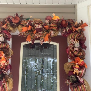 Pre lit Fall garland for door/ fall garland for mantle.