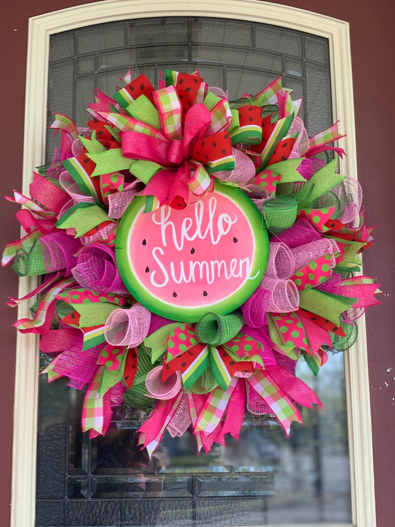 Watermelon wreath, summer wreath, watermelon door hanger image 9