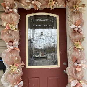 Rose gold christmas garland with lights Clearance