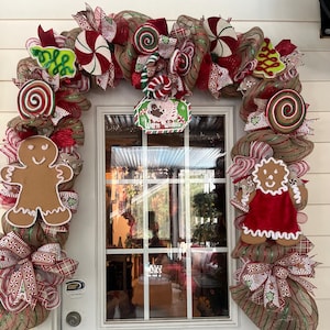 Gingerbread Christmas Garland: Burlap Candy Land Garland with Lights