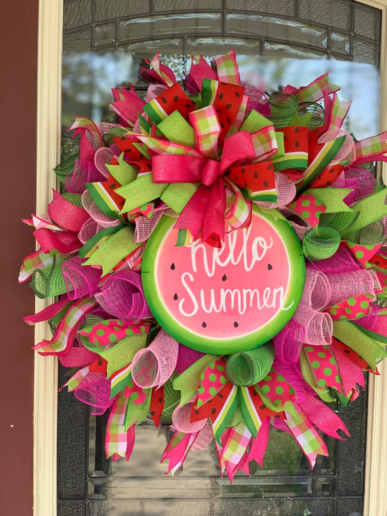 Watermelon wreath, summer wreath, watermelon door hanger image 6