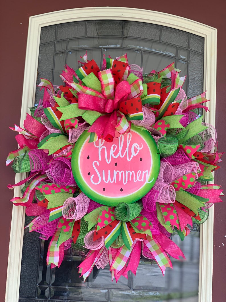 Watermelon wreath, summer wreath, watermelon door hanger image 7