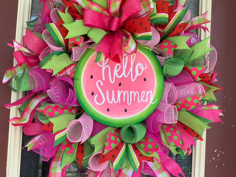 Watermelon wreath, summer wreath, watermelon door hanger image 3