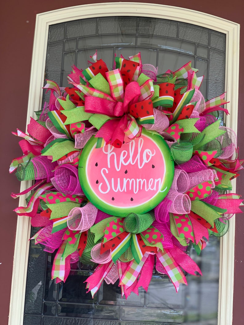 Watermelon wreath, summer wreath, watermelon door hanger image 4