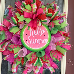 Watermelon wreath, summer wreath, watermelon door hanger image 2