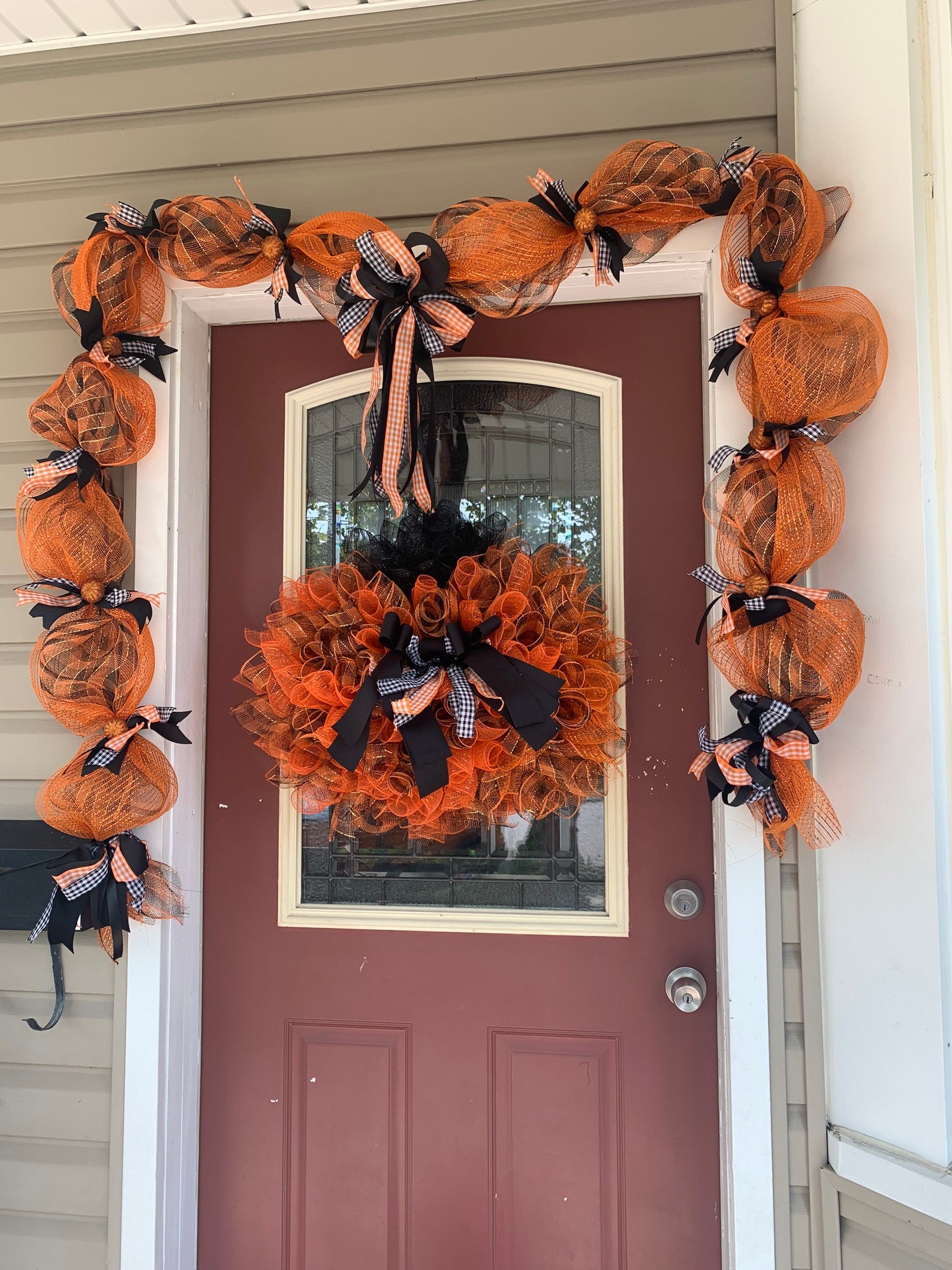 Halloween Garland/ Halloween door garland/ black and orange Etsy