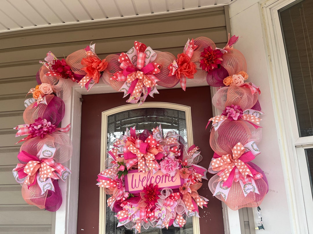 Spring Garland, and Wreath, Floral Wreath and Garland for Spring Etsy