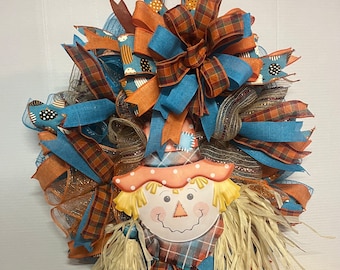 Fall wreath/ scarecrow wreath/pre lit wreath