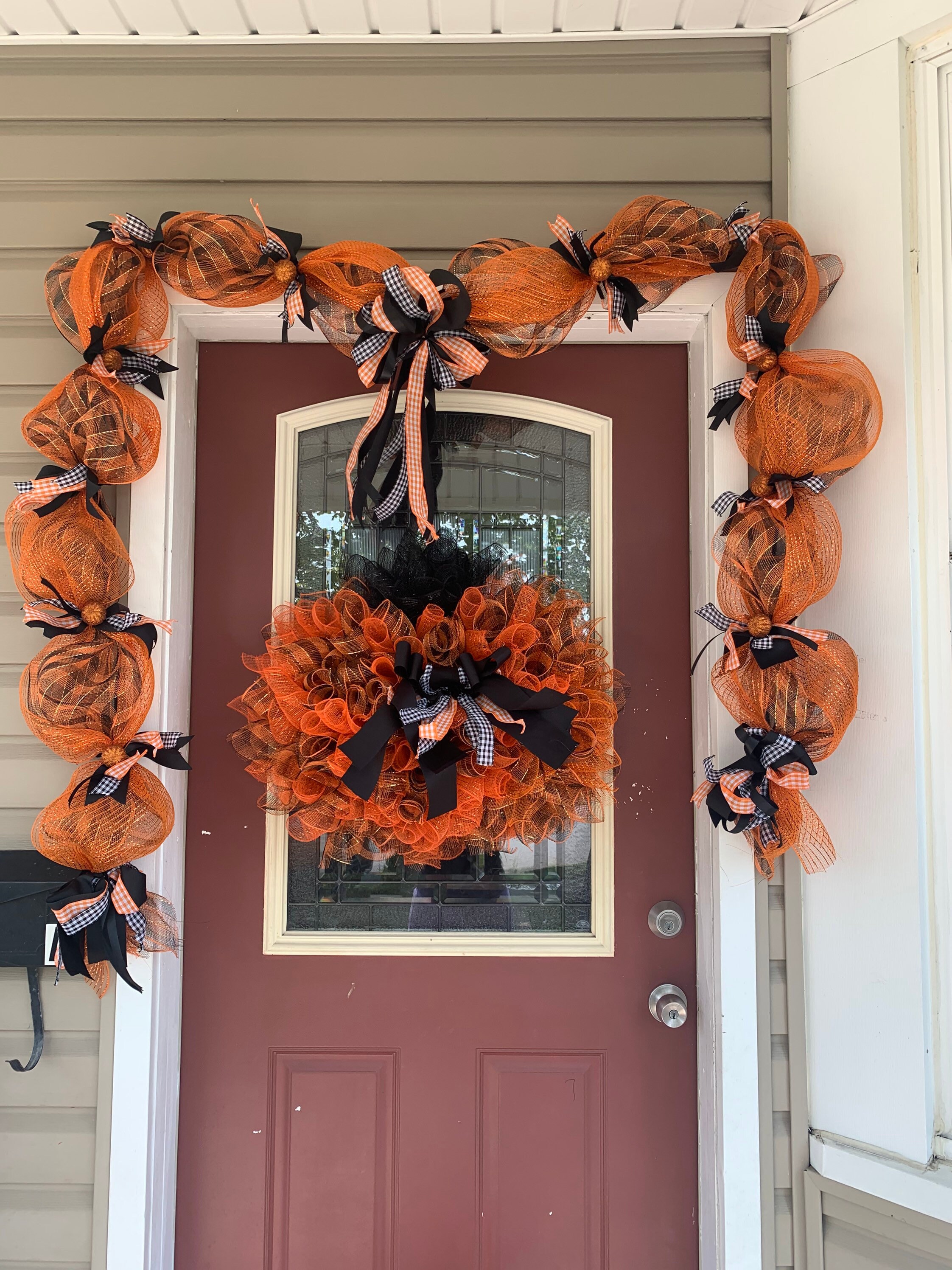 Halloween Garland/ Halloween door garland/ black and orange Etsy