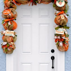Spring Garland with lights , Carrot patch door/ mantle swag