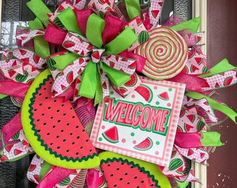 Watermelon wreath, summer wreath, watermelon door hanger