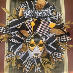 Mardi Gras wreath, Jester wreath for Mardi Gras