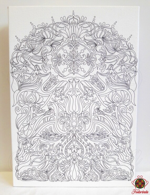 Adult Coloring Canvas Teens Coloring Natur Coloringdiy Etsy