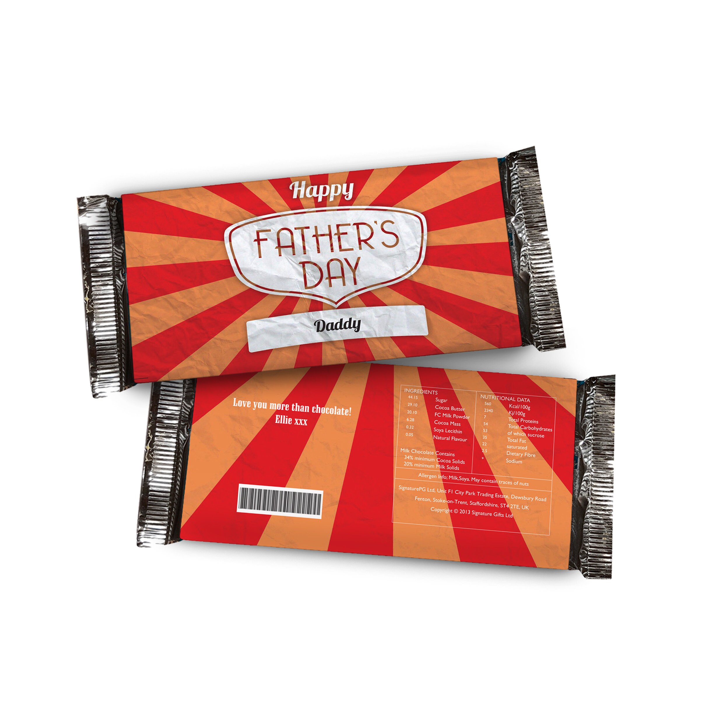 Personalised Fathers Day Chocolate Bar. Gift for Dad Gift Etsy