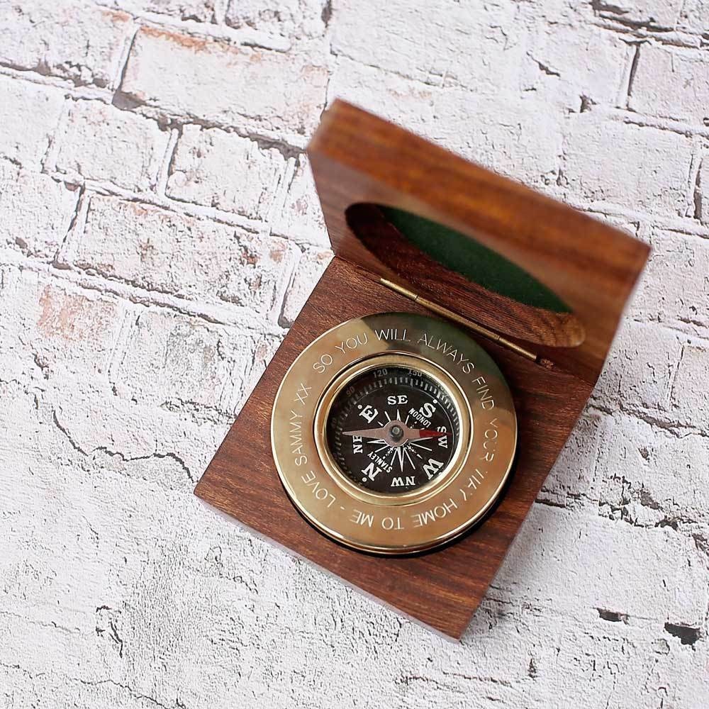 Personalised Compass with Timber Box. Gift Box optional. Etsy