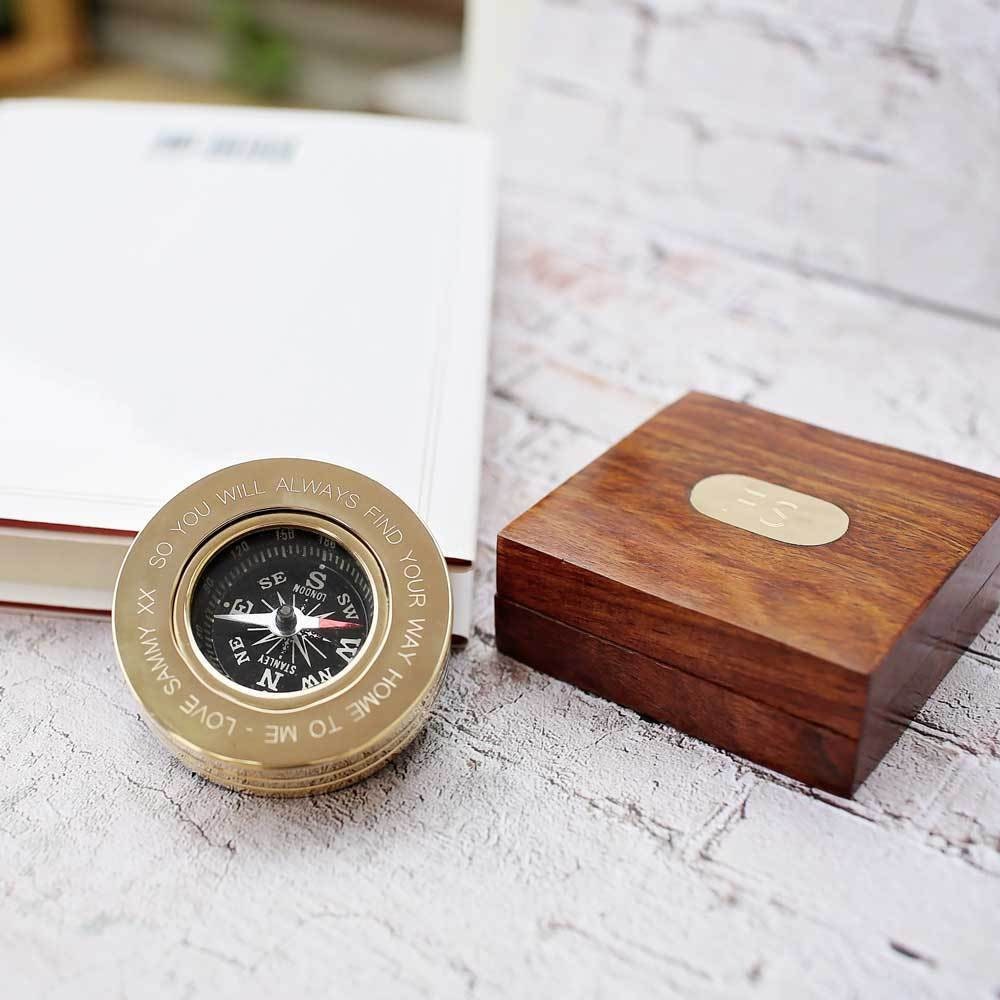 Personalised Compass with Timber Box. Gift Box optional. Etsy