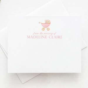 Pink Carriage Baby Shower Thank You Cards, From the Nursery of Notecards, Personalized Baby Shower Thank You Cards, Pink Baby Shower Notes image 6