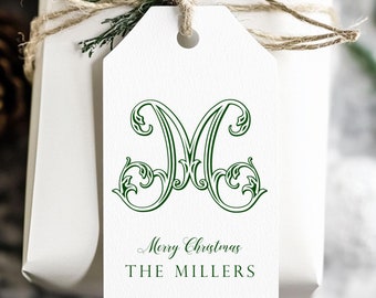 PRINTED Personalized Monogram Gift Tags, Printed Family Christmas Tags