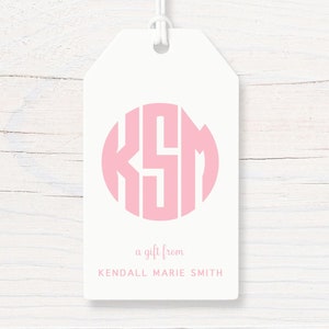 Personalized Monogram Gift Tag from Girl, Printed Custom Gift Tag