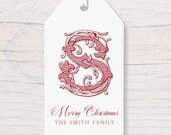 PRINTED Personalized Monogram Gift Tags, Printed Family Christmas Tags