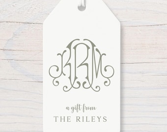 Personalized Monogram Gift Tags, Printed Family Gift Tags