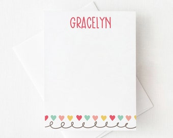 Personalized Girls Stationery | Girl Stationery Set | Cute Girl Stationery | Heart Stationery | Custom Stationary | Cute Stationary