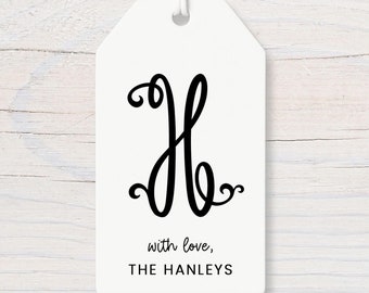 Personalized Monogram Gift Tags, Printed Family Gift Tags