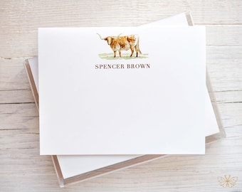 Personalized Longhorn Stationery, Cow Notecards, Longhorn Thank You Cards, Texas Graduation Thank You Cards, Texas Longhorns Gift