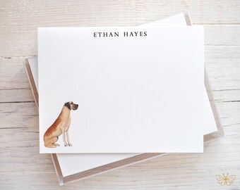 Personalized Great Dane Stationery, Great Dane Notecards, Dog Note Cards and Envelopes, Gift for Dog Lover